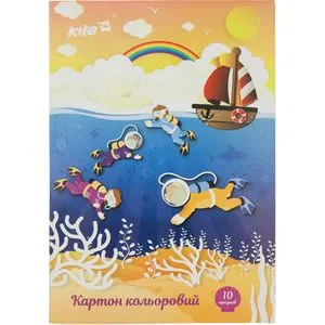 Картон А4 кольоровий односторонній 10л/ 10цветов папка Kite K17-1255 - Фото 4