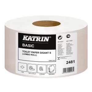 Туалетная бумага Katrin Basic Gigant S 2481 в рулонах Mini Jumbo белый 1 слой 150м