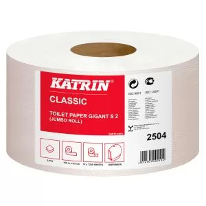 Туалетная бумага Katrin Classic Gigant S2 2504 в рулонах Mini Jumbo белый 2 слоя 150м