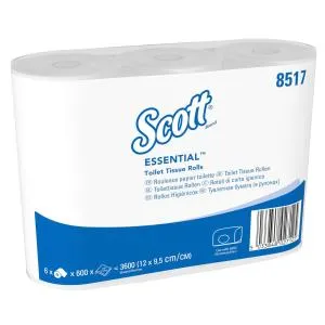 Рулонная туалетная бумага Kimberly-Clark Scott 75мх600лист 2 слоя 6 рулонов 8517, Туалетная бумага