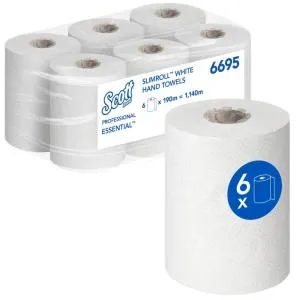 Рушники у рулонах Kimberly-Clark Scott SLIMROLL білі 1 шар 190м 6695, Одноразові рушники - фото 5