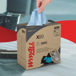 Нетканий протирочний матеріал Kimberly-Clark Wypall Х80 POP-Up у коробці блакитний 80лист 1 шар 8295, Одноразові рушники - фото 2