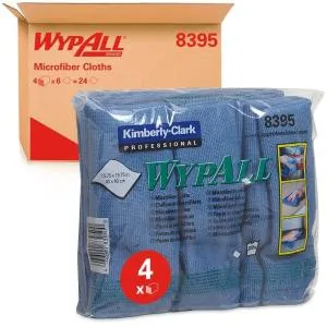 Салфетка из микрофибры Kimberly-Clark Wypall 40х40см голубая 1 слой 8395, Тряпки и салфетки для уборки - фото 1