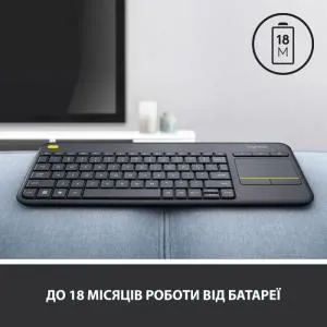 Клавіатура Logitech K400 Plus Touch Wireless UA Black (920-007145) U0722006, Клавіатури - фото 2