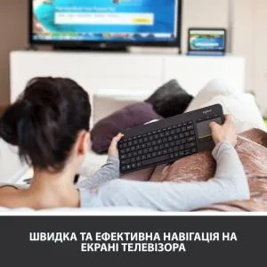 Клавіатура Logitech K400 Plus Touch Wireless UA Black (920-007145) U0722006, Клавіатури - фото 7