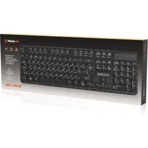 Клавіатура REAL-EL RK-7015 USB Black (EL123100049) U1103569, Клавіатури - фото 1