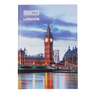 Книга канцелярська Buromax СТОЛИЦІ СВІТУ А4 80 л клітинка офсет тверда обкладинка ассорти BM.2300-102i, Книги обліку