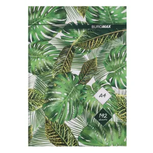 Книга обліку Buromax FLORISTICA 192 л клітинка офсет обкл А4 зелений BM.24419101-04i, Книги обліку