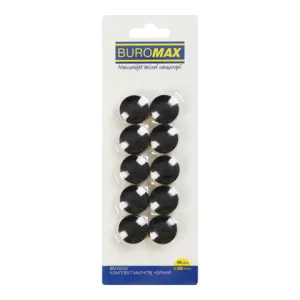 Комплект магнитов Buromax BLACK 10 шт 20 мм BM.0042, Аксессуары для презентационного оборудования