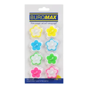 Комплект магнитов Buromax FLOWERS 8 шт 30 мм BM.0046, Аксессуары для презентационного оборудования