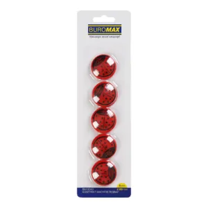 Комплект магнитов Buromax LADYBUG 5 шт 20 мм BM.0043, Аксессуары для презентационного оборудования
