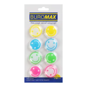 Комплект магнитов Buromax SMILE 8 шт 30 мм BM.0044, Аксессуары для презентационного оборудования