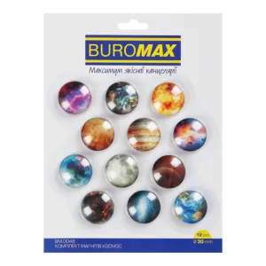 Комплект стеклянных магнитов Buromax SPACE 12 шт 30 мм BM.0048, Аксессуары для презентационного оборудования