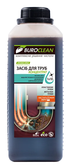 Средство для прочистки канализационных труб бесфосфатное BUROCLEAN SOFT Dez-2 1л BuroClean 10900040 - Фото 1