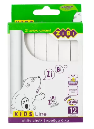 Мел белый ZiBi KIDS Line ZB.6703-12 квадратный 12 штук