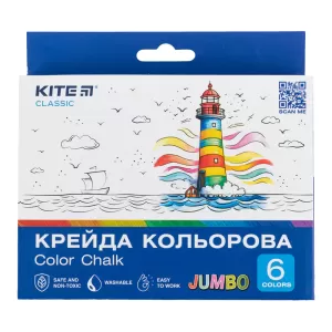 Крейда Kite Classic кольорова Jumbo 6 кол K-073