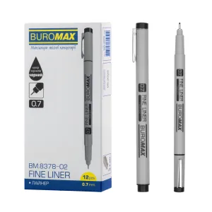 Лайнер Buromax 0.7 мм чорний BM.8378-02, Ручки-лінери (лайнери)