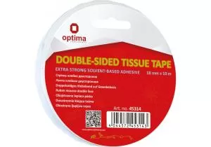 Стрічка клейка двостороння TISSUE Solvent 18 мм*10 м Optima O45314
