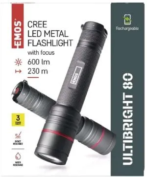 Фонарь аккумуляторный Emos Ultibright 80 600 Lm 2600 mAh металл фокус P3180, Фонарики - фото 3