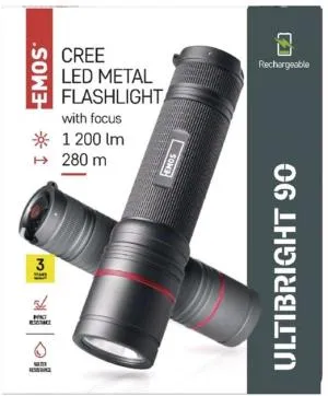 Ліхтар акумуляторний Emos Ultibright 90 1200 Lm 5000 mAh метал фокус P3190, Ліхтарики - фото 3