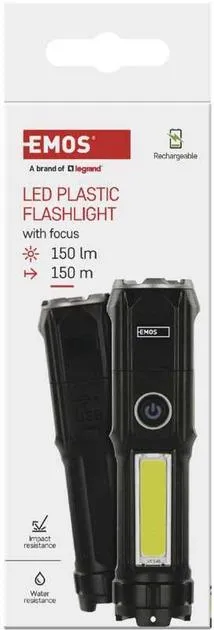 Фонарь аккумуляторный Emos 150 Lm Li-Ion 1200 mAh пластиковый P3214, Фонарики - фото 6