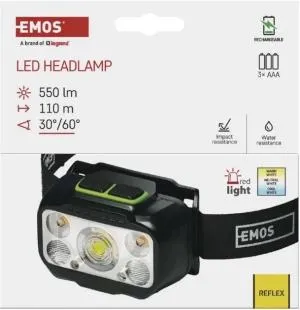 Ліхтар налобний акумуляторний Emos 550 Lm 110 m Li-Pol 1000 mAh 3 AAA P3546, Ліхтарики - фото 2