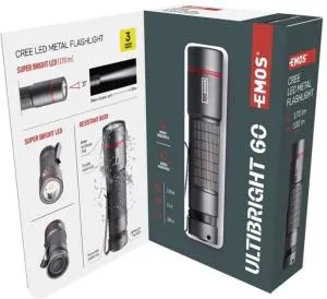 Фонарь ручной Emos Ultibright 60 170 Lm 1xAA металл P3160, Фонарики - фото 4