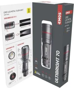 Фонарь ручной Emos Ultibright 70 340 Lm 3xAAA металл фокус P3170, Фонарики - фото 4