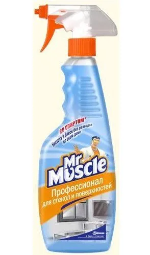 Засіб синій з спиртом для скла з розпилювачем, 500 мл, МІСТЕР МУСКУЛ, 0153445