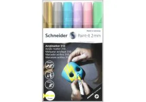 Маркер SCHNEIDER акриловий декоративний Paint-it 310 2мм Wallet Set2 6 кольорів S120196, Спеціальні маркери