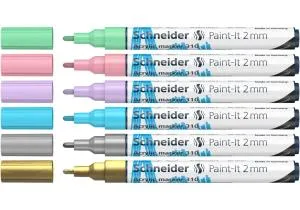 Маркер SCHNEIDER акриловий декоративний Paint-it 310 2мм Wallet Set2 6 кольорів S120196, Спеціальні маркери - фото 1