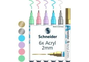 Маркер SCHNEIDER акриловий декоративний Paint-it 310 2мм Wallet Set2 6 кольорів S120196, Спеціальні маркери - фото 2