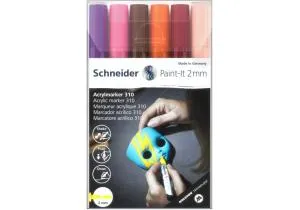Маркер SCHNEIDER акриловий декоративний Paint-it 310 2мм Wallet Set3 6 кольорів S120197, Спеціальні маркери