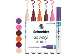 Маркер SCHNEIDER акриловий декоративний Paint-it 310 2мм Wallet Set3 6 кольорів S120197, Спеціальні маркери - фото 2
