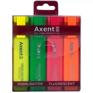 Набір текстових маркерів AXENT Highlighter 2537-40-A 1-5 мм клиноподібні неон 4 шт. - Фото 1