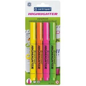 Маркер CENTROPEN Highlighter набір 4 шт блістер 8552/4/BL, Для виділення тексту