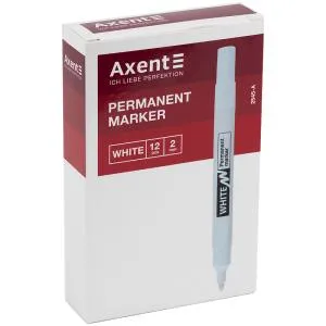 Маркер перманентный AXENT Permanent White 2545-A 2 мм круглый белый 2545-A, Маркеры перманентные, водостойкие - фото 1