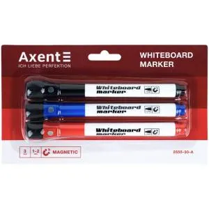 Маркер AXENT Whiteboard Magnetic 1-2 мм набір 3 кольорів 2555-30-A, Маркери для дошок і фліпчартів - фото 2