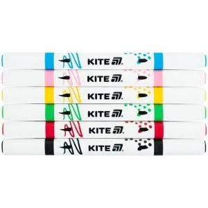 Маркери акрилові двосторонні, 6шт Kite Creative, Скетч маркери
