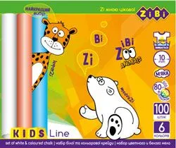 Мел белый+цветной круглый 100 шт карт. коробка ZiBi ZB.6718-99 - Фото