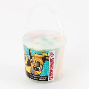 Мел цветной Jumbo 15 шт.в ведерке Kite Transformers TF17-074