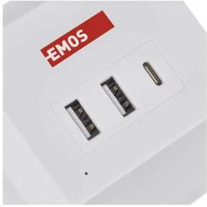 Сетевой адаптер удлинитель Emos 2 розетки 2 м 1,5 мм USB-A USB-C Qi P0222CQ, Сетевые фильтры (удлинители) - фото 9