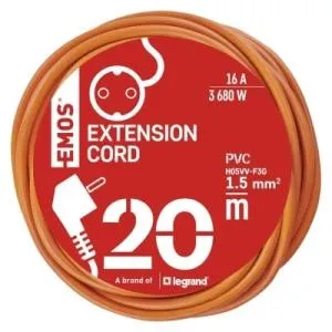 Сетевой удлинитель Emos 1 розетка 20 м 1,5 мм P01220R, Сетевые фильтры (удлинители) - фото 5