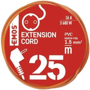 Сетевой удлинитель Emos 1 розетка 25 м 1,5 мм P01225R, Сетевые фильтры (удлинители) - фото 2