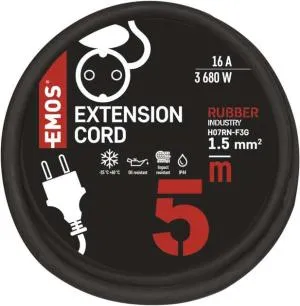 Подовжувач мережі Emos 1 розетка 5 м 1,5 мм IP44 гума/неопрен P01805, Мережеві фільтри (подовжувачі) - фото 2