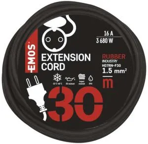 Мережевий подовжувач Emos 1 розетка 30 м 1,5 мм IP44 гума/неопрен P01830, Мережеві фільтри (подовжувачі) - фото 2
