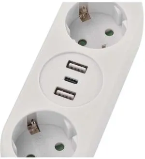 Мережевий подовжувач Emos 2 розетки 1,5м 1,5мм USB-A P0221U, Мережеві фільтри (подовжувачі) - фото 1