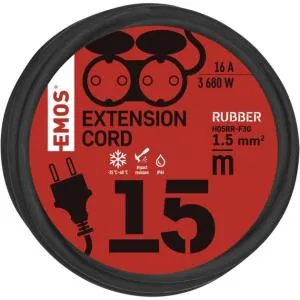 Сетевой удлинитель Emos 2 розетки 15 м 1,5 мм IP44 резина P0702, Сетевые фильтры (удлинители) - фото 2