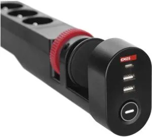 Сетевой удлинитель Emos 3 розетки 1,5м 1,5мм USB-A USB-C P1321PD, Сетевые фильтры (удлинители) - фото 6