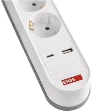 Сетевой удлинитель Emos 3 розетки 2 м 1,5 мм USB-A USB-C P1322PD, Сетевые фильтры (удлинители) - фото 5